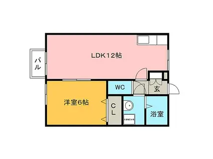 西鉄天神大牟田線 津福駅 徒歩3分 2階建 築20年(1LDK/1階)の間取り写真