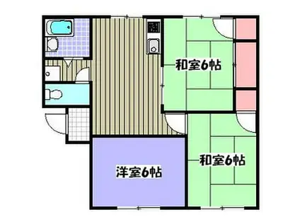 西鉄甘木線 五郎丸駅 徒歩5分 2階建 築36年(3DK/2階)の間取り写真
