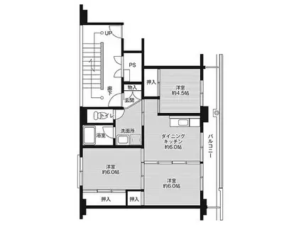 ビレッジハウス吉井II1号棟(3DK/2階)の間取り写真