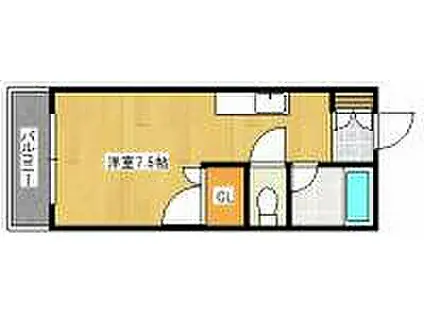 JR久大本線 御井駅 徒歩10分 4階建 築34年(ワンルーム/1階)の間取り写真