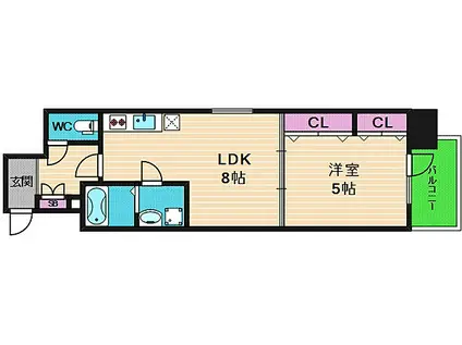 プレサンス心斎橋ニスト(1LDK/14階)の間取り写真
