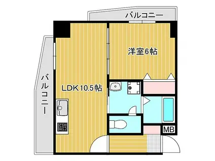 日興桜川ハイツ(1LDK/3階)の間取り写真