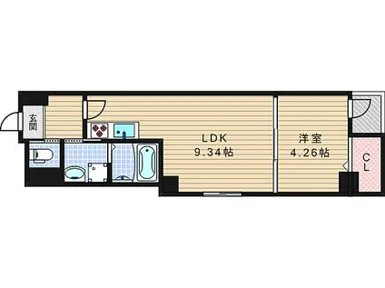 ドュシンビオス桜川(1LDK/3階)の間取り写真