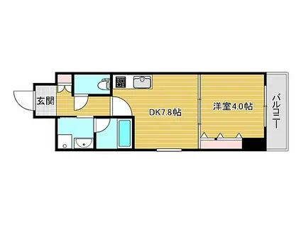 南堀江プライマリーワン(1LDK/6階)の間取り写真