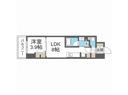 アーバネックス西本町(1LDK/12階)の間取り写真