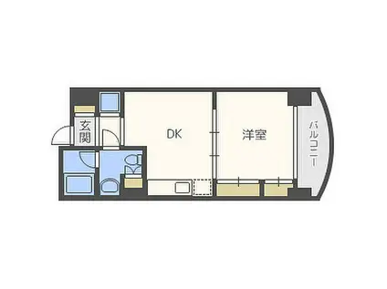 ドゥーエなんば南(1LDK/11階)の間取り写真