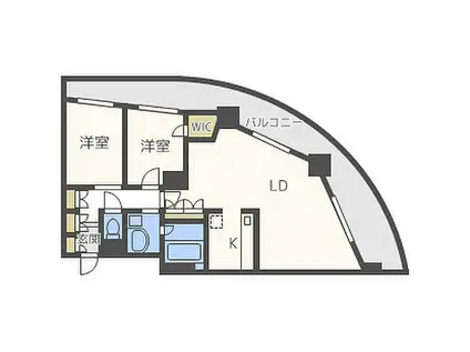 ドゥーエなんば南(2LDK/9階)の間取り写真