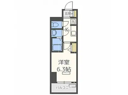 プレサンス難波クチュール(1K/2階)の間取り写真