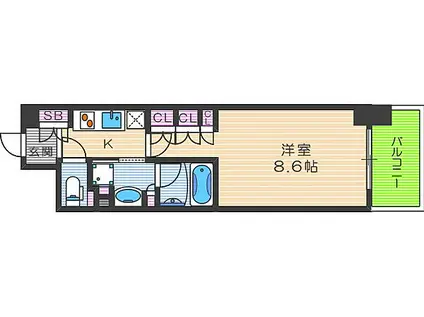 JR東西線 北新地駅 徒歩6分 15階建 築7年(1K/4階)の間取り写真