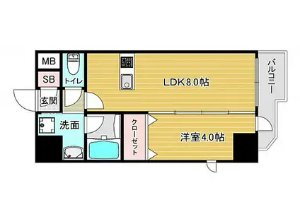 エステムコート大阪福島ルアーナ(1LDK/7階)の間取り写真