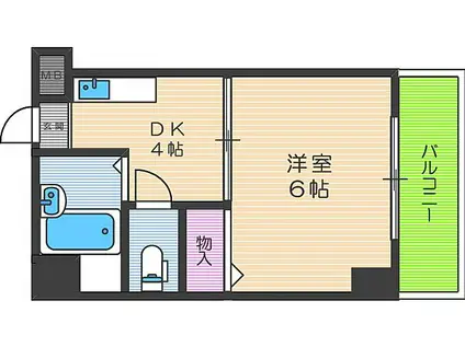 プレステージ堂島(1DK/4階)の間取り写真