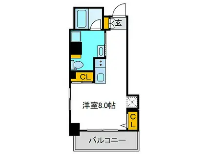 ヴィレッジリバー阿倍野(ワンルーム/2階)の間取り写真