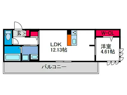 SINFARIAYUZATO B棟(1LDK/2階)の間取り写真
