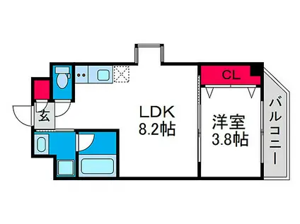 リックス天王寺南(1LDK/5階)の間取り写真