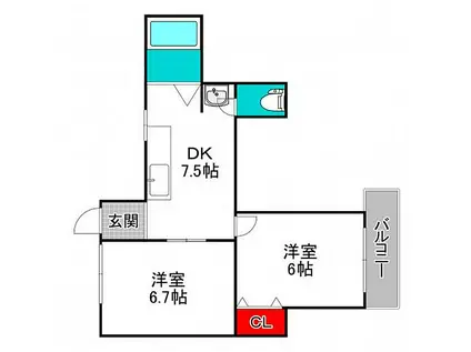 オーナーズ阪南4(2DK/4階)の間取り写真