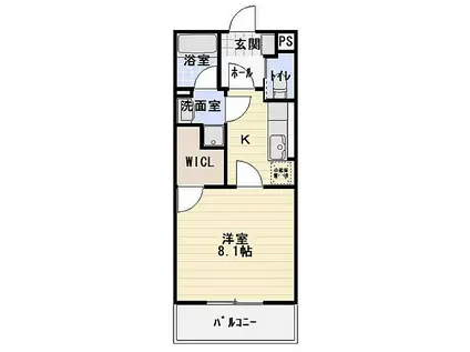 サンビレッヂα(1K/2階)の間取り写真