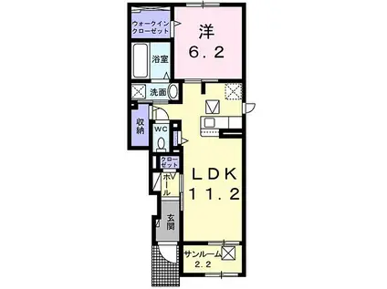 しなの鉄道 田中駅 徒歩30分 2階建 築3年(1LDK/1階)の間取り写真