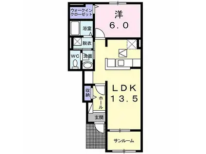 サニープラシード(1LDK/1階)の間取り写真