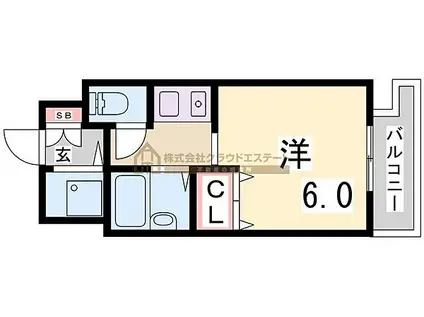 レファインド春日野道(1K/3階)の間取り写真