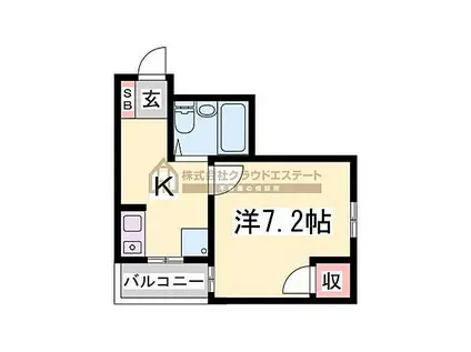 ヴィラ神戸(1K/2階)の間取り写真