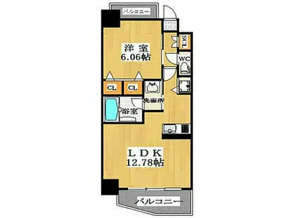 JR山陽本線 兵庫駅 徒歩10分 15階建 築7年(1LDK/15階)の間取り写真