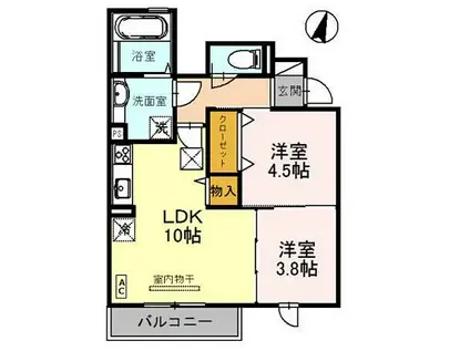 阪急神戸本線 王子公園駅 徒歩15分 2階建 築8年(2LDK/2階)の間取り写真