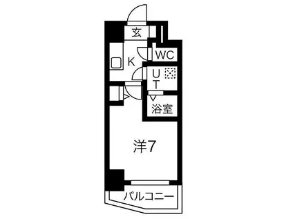 JR東海道・山陽本線 灘駅 徒歩7分 12階建 築7年(1K/6階)の間取り写真