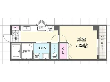JR東海道・山陽本線 灘駅 徒歩7分 9階建 築3年(1K/6階)の間取り写真