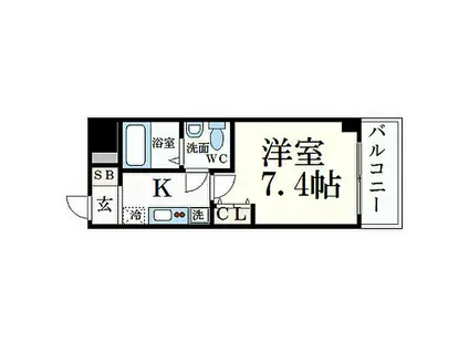 CAPITAL.I姫路(1K/4階)の間取り写真