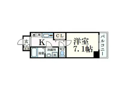 CAPITAL.I姫路(1K/6階)の間取り写真