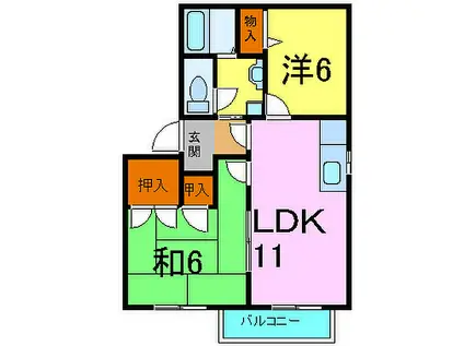 メゾンさくら A棟(2LDK/2階)の間取り写真