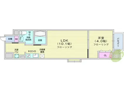 S-FORT青葉上杉(1LDK/5階)の間取り写真