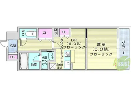 LASANTE榴岡公園(1DK/2階)の間取り写真