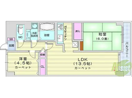 ライオンズマンション広瀬通(2LDK/2階)の間取り写真