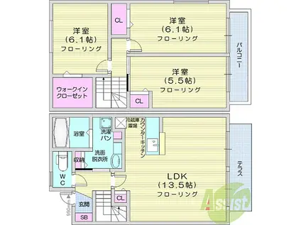 カーサ・フェリーチェ A(3LDK/1階)の間取り写真