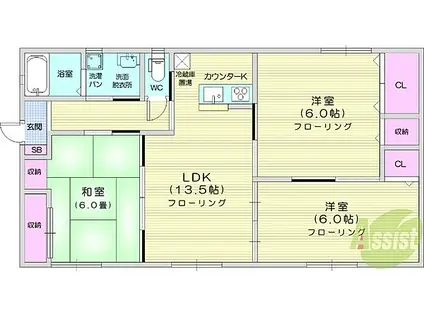 JR東北本線 東仙台駅 徒歩12分 1階建 築12年(3LDK)の間取り写真