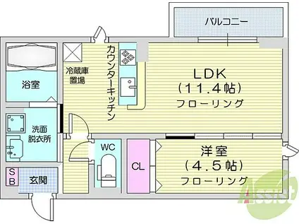 DーROOM柏木三丁目(1LDK/3階)の間取り写真