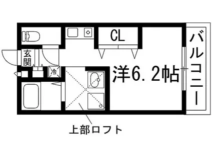 グリーンコート宝塚(1K/2階)の間取り写真