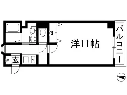 メルヴェイユドミール(1K/3階)の間取り写真