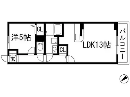 HIROヒロ(1LDK/1階)の間取り写真