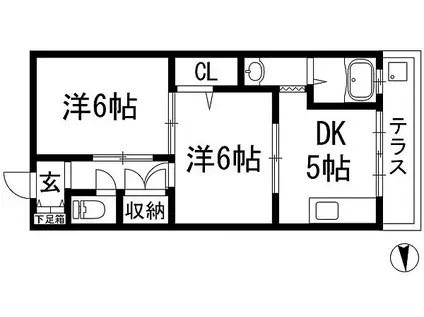 西宮グリーンハイツ1号館(2DK/1階)の間取り写真