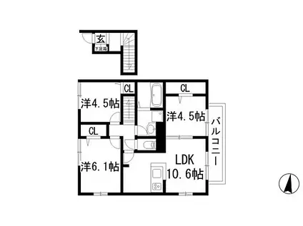 リビオン中野北2(3LDK/2階)の間取り写真