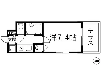 シティハウス仁川Ⅱ(1K/1階)の間取り写真