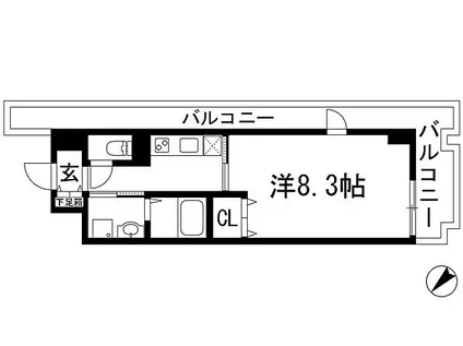 パークサイド宝塚(1K/4階)の間取り写真
