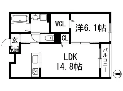 ミツボシヤマモトビレッジ(1LDK/3階)の間取り写真