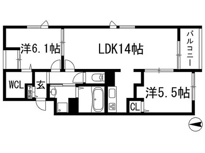 ミツボシヤマモトビレッジ(2LDK/3階)の間取り写真