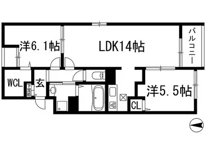 ミツボシヤマモトビレッジ(2LDK/1階)の間取り写真