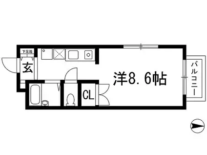 フローラ花屋敷(ワンルーム/2階)の間取り写真
