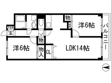 アガペーでざいけ(2LDK/2階)の間取り写真