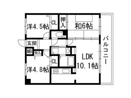 セコイア山本(3LDK/3階)の間取り写真